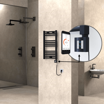 Radiva - Haiti Sèche Serviettes Electrique 400x700 Noir mat Ktx4 300 Watt Câble en spirale