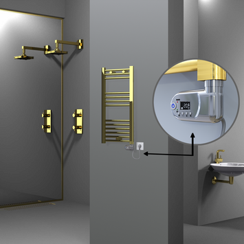 Radiva - Haiti Electric Towel Warmer 400x800 Flat Gold (Thesis Thermostat) 200 Watt