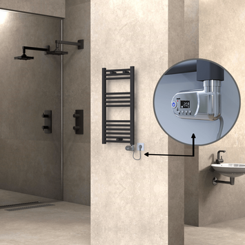 Radiva - HAITI Elektrikli Havlupan 400x800 Düz Antrasit (Thesis Termostat) 300W