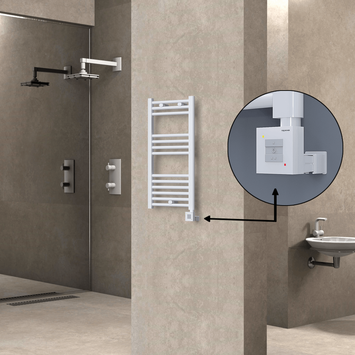 Radiva - Haiti Electric Towel Warmer 400x800 Flat White Gloss (KTX1 Thermostat) 300 Watt