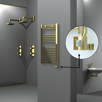 Radiva - HAITI Elektrikli Havlupan 500x1000 Düz Altın (KTX1 Termostat) 300W