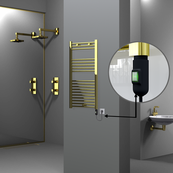 Radiva - Haiti Electric Towel Warmer 500x1000 Flat Gold (On/Off Button) 300 Watt