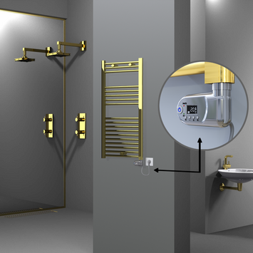 Radiva - HAITI Elektrikli Havlupan 500x1000 Düz Altın (Thesis Termostat) 300W