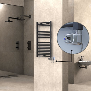 Radiva - Haiti Sèche Serviettes Electrique 500x1000 Anthracite (Thermostat Thesis) 600 Watt