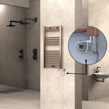  - Haiti Electric Towel Warmer 500x1000 Flat Antique Copper Gloss (Thesis Thermostat) 300 Watt