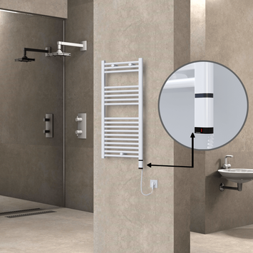 Radiva - Haiti Elektrikli Havlupan 500x1000 Beyaz (OneD On/Off ) Sağ 300W