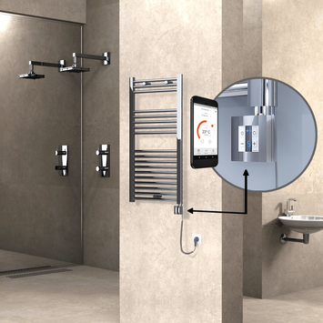  - Haiti Sèche Serviettes Electrique 500x1000 Chrome Ktx4 300 Watt Câble en spirale