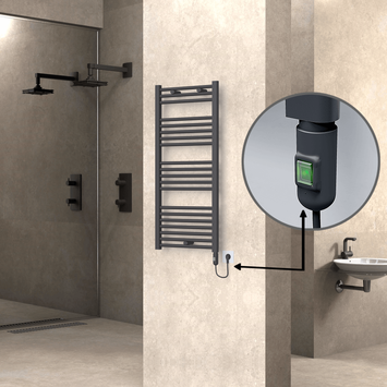 Radiva - HAITI Elektrikli Havlupan 500x1100 Düz Antrasit (On/Off Düğmeli) 600W