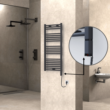 Radiva - Haiti Elektrikli Havlupan 500x1100 Antrasit (OneD On/Off ) Sağ 300W