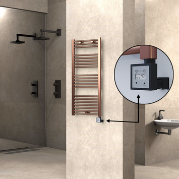  - Haiti Electric Towel Warmer 500x1100 Flat Antique Copper Gloss (KTX3 Thermostat) 300 Watt