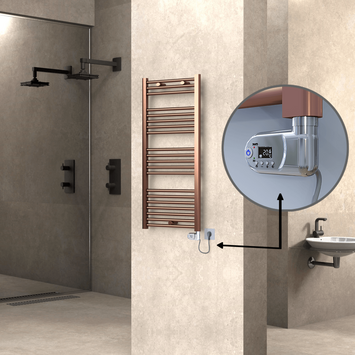  - HAITI Elektrikli Havlupan 500x1100 Düz Bakır Eskitme (Thesis Termostat) 300W