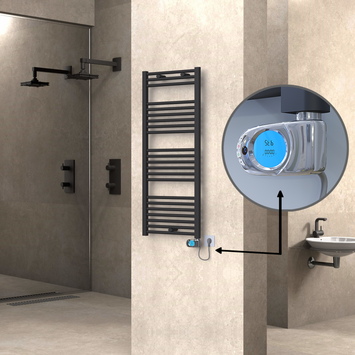 Radiva - Haiti Electric Towel Warmer 500x1200 Flat Anthracite Textured (Musa Thermostat) 600 Watt