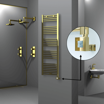 Radiva - Haiti Electric Towel Warmer 500x1500 Flat Gold (KTX1 Thermostat) 600 Watt