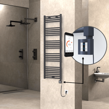 Radiva - Haiti Sèche Serviettes Electrique 500x1500 Anthracite Ktx4 600 Watt Câble en spirale