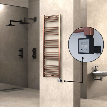 - Haiti Electric Towel Warmer 500x1500 Flat Antique Copper Gloss (KTX3 Thermostat) 600 Watt