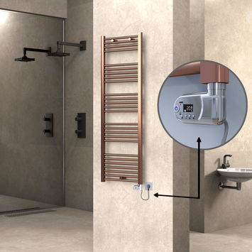 Radiva - HAITI Elektrikli Havlupan 500x1500 Düz Bakır Eskitme (Thesis Termostat) 600W