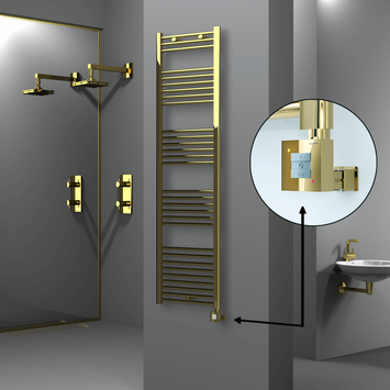 Radiva - Haiti Electric Towel Warmer 500x1800 Flat Gold (KTX1 Thermostat) 600 Watt