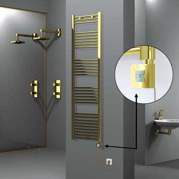 Radiva - HAITI Elektrikli Havlupan 500x1800 Düz Altın (KTX1 Termostat) 600W Spiral Kablolu