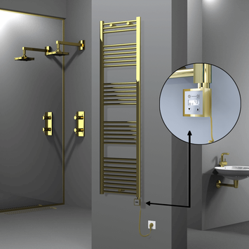Radiva - HAITI Elektrikli Havlupan 500x1800 Düz Altın (KTX3 Termostat) 600W Spiral Kablolu