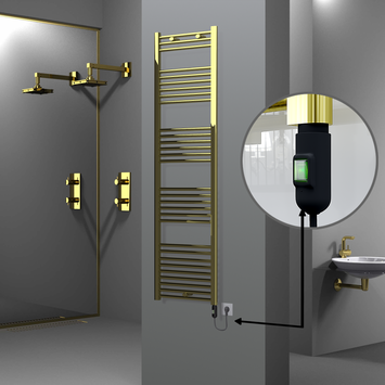 Radiva - Haiti Electric Towel Warmer 500x1800 Flat Gold (On/Off Button) 600 Watt