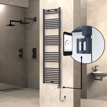 Radiva - Haiti Sèche Serviettes Electrique 500x1800 Anthracite Ktx4 1000 Watt Câble en spirale