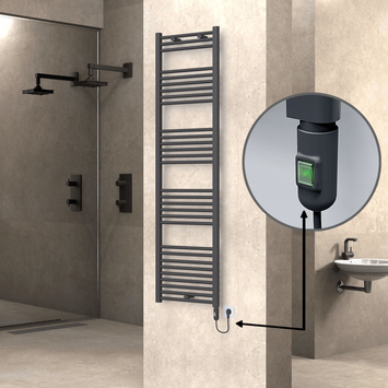 Radiva - Haiti Sèche Serviettes Electrique 500x1800 Anthracite (On/Off) 900 Watt