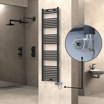 Radiva - HAITI Elektrikli Havlupan 500x1800 Düz Antrasit (Thesis Termostat) 900W