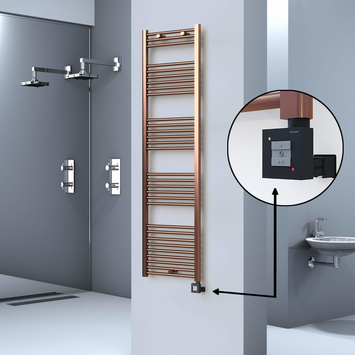  - Haiti Electric Towel Warmer 500x1800 Flat Antique Copper Gloss (KTX1 Thermostat) 600 Watt