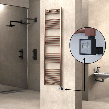 Radiva - Haiti Electric Towel Warmer 500x1800 Flat Antique Copper Gloss (KTX3 Thermostat) 600 Watt