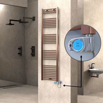  - Haiti Electric Towel Warmer 500x1800 Flat Antique Copper Gloss (Musa Thermostat) 600 Watt