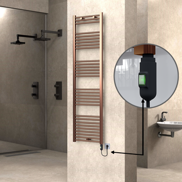 Radiva - Haiti Electric Towel Warmer 500x1800 Flat Antique Copper Gloss (On/Off Button) 600 Watt