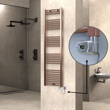  - Haiti Electric Towel Warmer 500x1800 Flat Antique Copper Gloss (Thesis Thermostat) 600 Watt