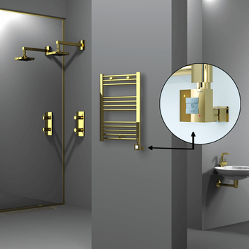 Radiva - Haiti Electric Towel Warmer 500x700 Flat Gold (KTX1 Thermostat) 200 Watt Radiva - Haiti Electric Towel Warmer 500x700 Flat Gold (KTX1 Thermostat) 200 Watt