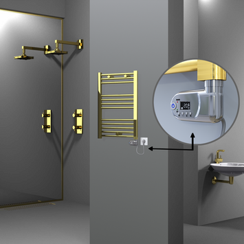 Radiva - Haiti Electric Towel Warmer 500x700 Flat Gold (Thesis Thermostat) 200 Watt Radiva - Haiti Electric Towel Warmer 500x700 Flat Gold (Thesis Thermostat) 200 Watt