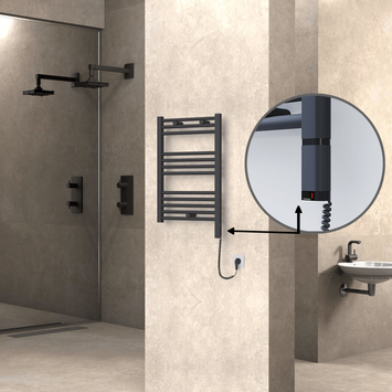 Radiva - Haiti Elektrikli Havlupan 500x700 Antrasit (OneD On/Off ) Sağ 300W