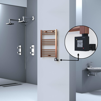 Radiva - Haiti Electric Towel Warmer 500x700 Flat Antique Copper Gloss (KTX1 Thermostat) 200 Watt