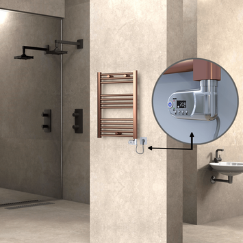 Radiva - Haiti Electric Towel Warmer 500x700 Flat Antique Copper Gloss (Thesis Thermostat) 200 Watt