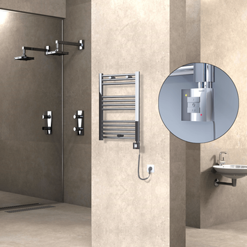 - Haiti Electric Towel Warmer 500x700 Flat Chrome (KTX1 Thermostat) 200 Watt Spiral Cable  - Haiti Electric Towel Warmer 500x700 Flat Chrome (KTX1 Thermostat) 200 Watt Spiral Cable