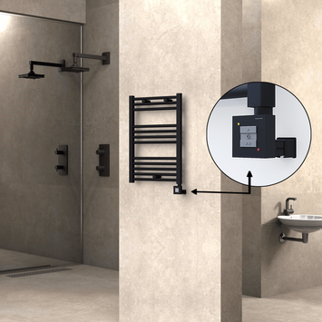 Radiva - Haiti Electric Towel Warmer 500x700 Flat Black Matt (KTX1 Thermostat) 300 Watt