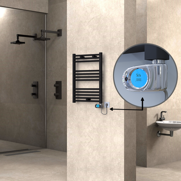 Radiva - Haiti Electric Towel Warmer 500x700 Flat Black Matt (Musa Thermostat) 300 Watt