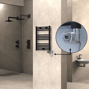 Radiva - HAITI Elektrikli Havlupan 500x700 Düz Siyah (Thesis Termostat) 300W