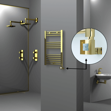 Radiva - HAITI Elektrikli Havlupan 500x800 Düz Altın (KTX1 Termostat) 200W