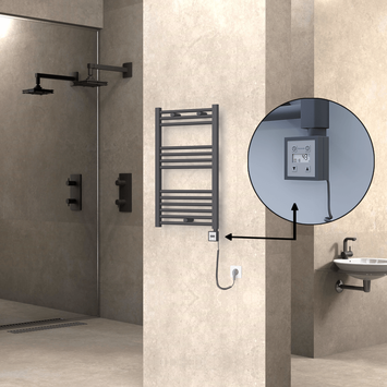 Radiva - Haiti Sèche Serviettes Electrique 500x800 Anthracite Ktx3 300 Watt Câble en spirale