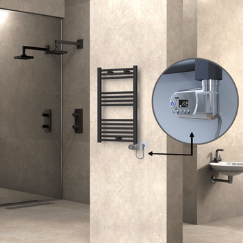 Radiva - HAITI Elektrikli Havlupan 500x800 Düz Antrasit (Thesis Termostat) 300W