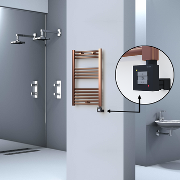 Radiva - Haiti Electric Towel Warmer 500x800 Flat Antique Copper Gloss (KTX1 Thermostat) 200 Watt