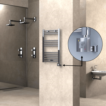  - Haiti Electric Towel Warmer 500x800 Flat Chrome (KTX1 Thermostat) 200 Watt