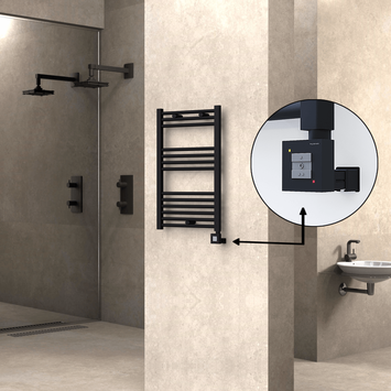 Radiva - Haiti Electric Towel Warmer 500x800 Flat Black Matt (KTX1 Thermostat) 300 Watt