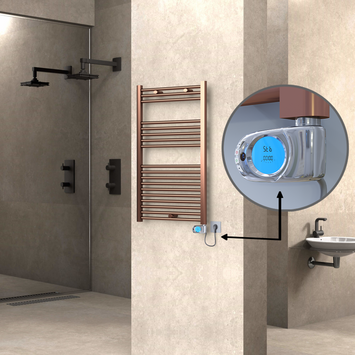  - Haiti Electric Towel Warmer 600x1000 Flat Antique Copper Gloss (Musa Thermostat) 300 Watt