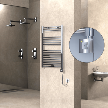 Radiva - Haiti Sèche Serviettes Electrique 600x1000 Chrome Ktx1 300 Watt Câble en spirale