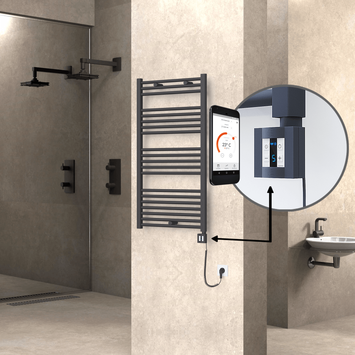 Radiva - Haiti Sèche Serviettes Electrique 600x1100 Anthracite Ktx4 600 Watt Câble en spirale